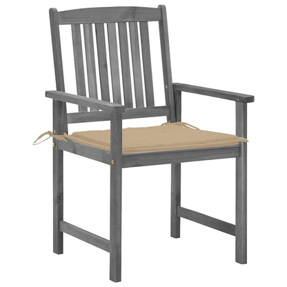 Patio Chairs with Cushions 4 pcs Gray Solid Acacia Wood