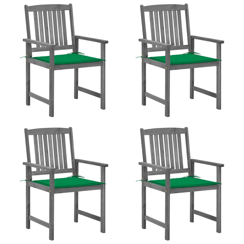 Patio Chairs with Cushions 4 pcs Gray Solid Acacia Wood