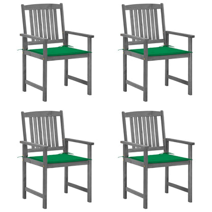 Patio Chairs with Cushions 4 pcs Gray Solid Acacia Wood