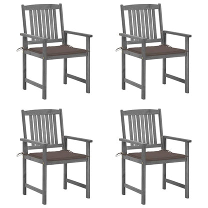 Patio Chairs with Cushions 4 pcs Gray Solid Acacia Wood
