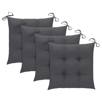 Patio Chairs with Cushions 4 pcs Gray Solid Acacia Wood