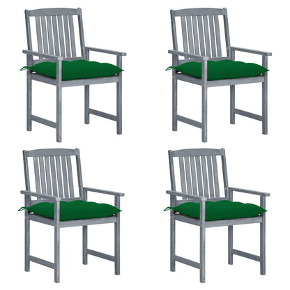 Patio Chairs with Cushions 4 pcs Gray Solid Acacia Wood