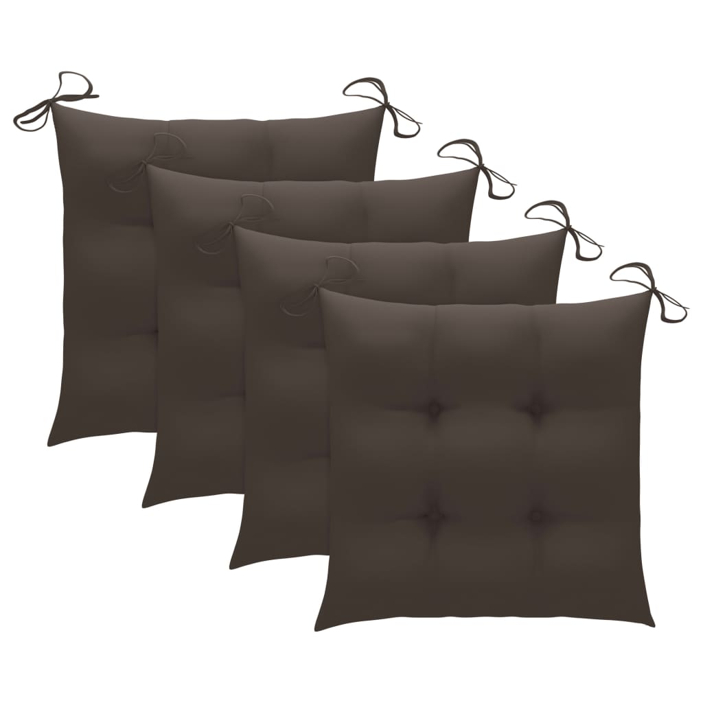 Patio Chairs with Cushions 4 pcs Gray Solid Acacia Wood