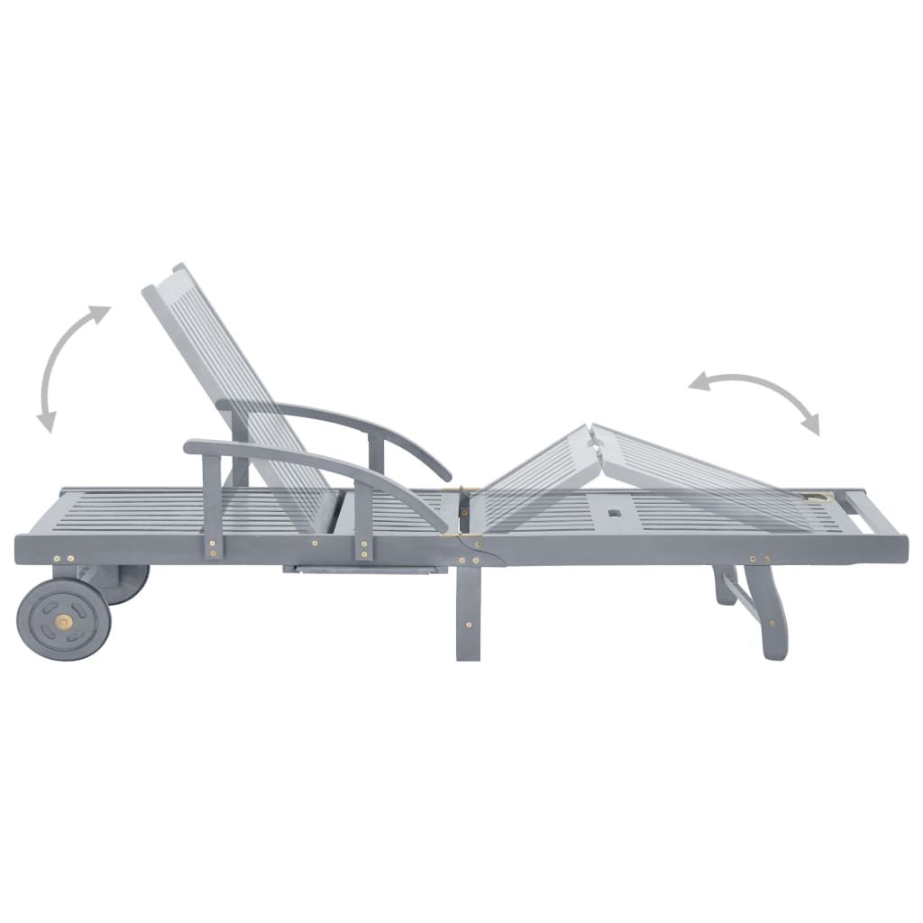 Patio Sun Lounger with Cushion Solid Wood Acacia