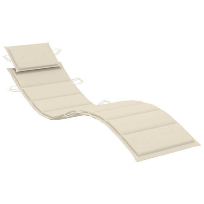 Patio Sun Lounger with Table and Cushion Solid Acacia Wood
