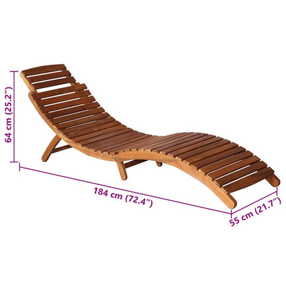 Patio Sun Lounger with Table and Cushion Solid Acacia Wood