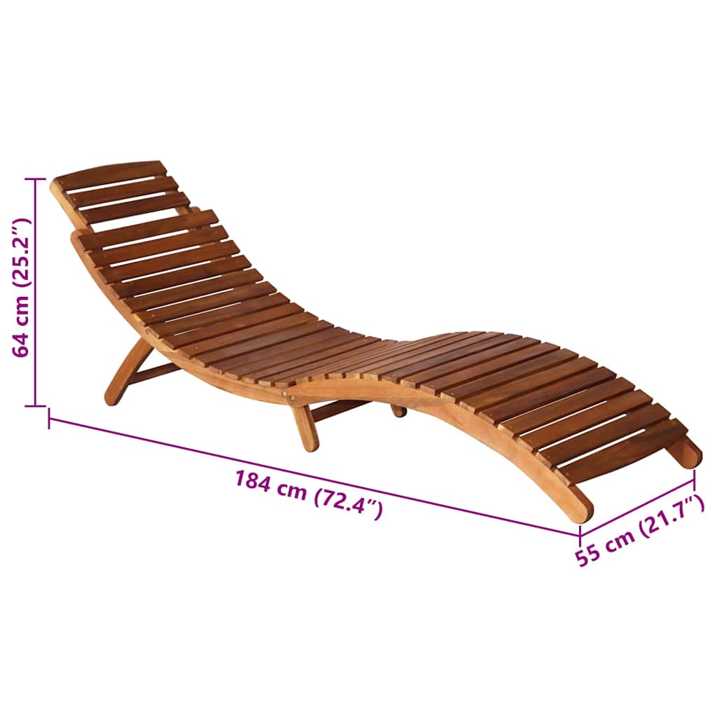 Patio Sun Lounger with Table and Cushion Solid Acacia Wood