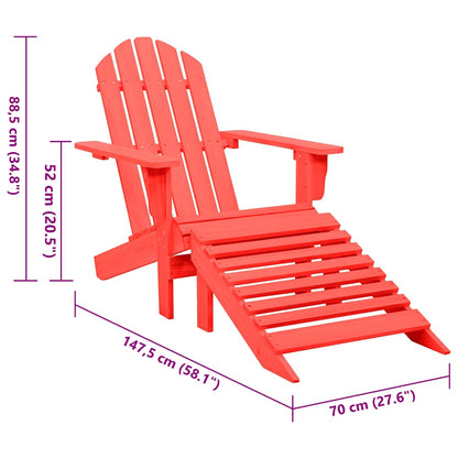 Garden Adirondack Chair with Ottoman Solid Fir Wood Red