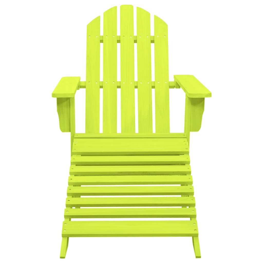 Patio Adirondack Chair with Ottoman Solid Fir Wood Green