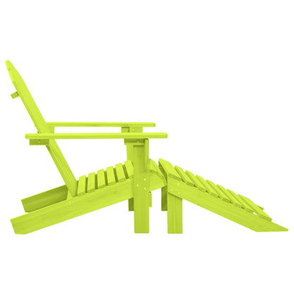 Patio Adirondack Chair with Ottoman Solid Fir Wood Green