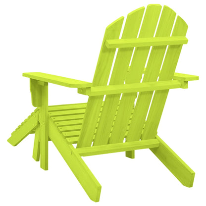 Patio Adirondack Chair with Ottoman Solid Fir Wood Green