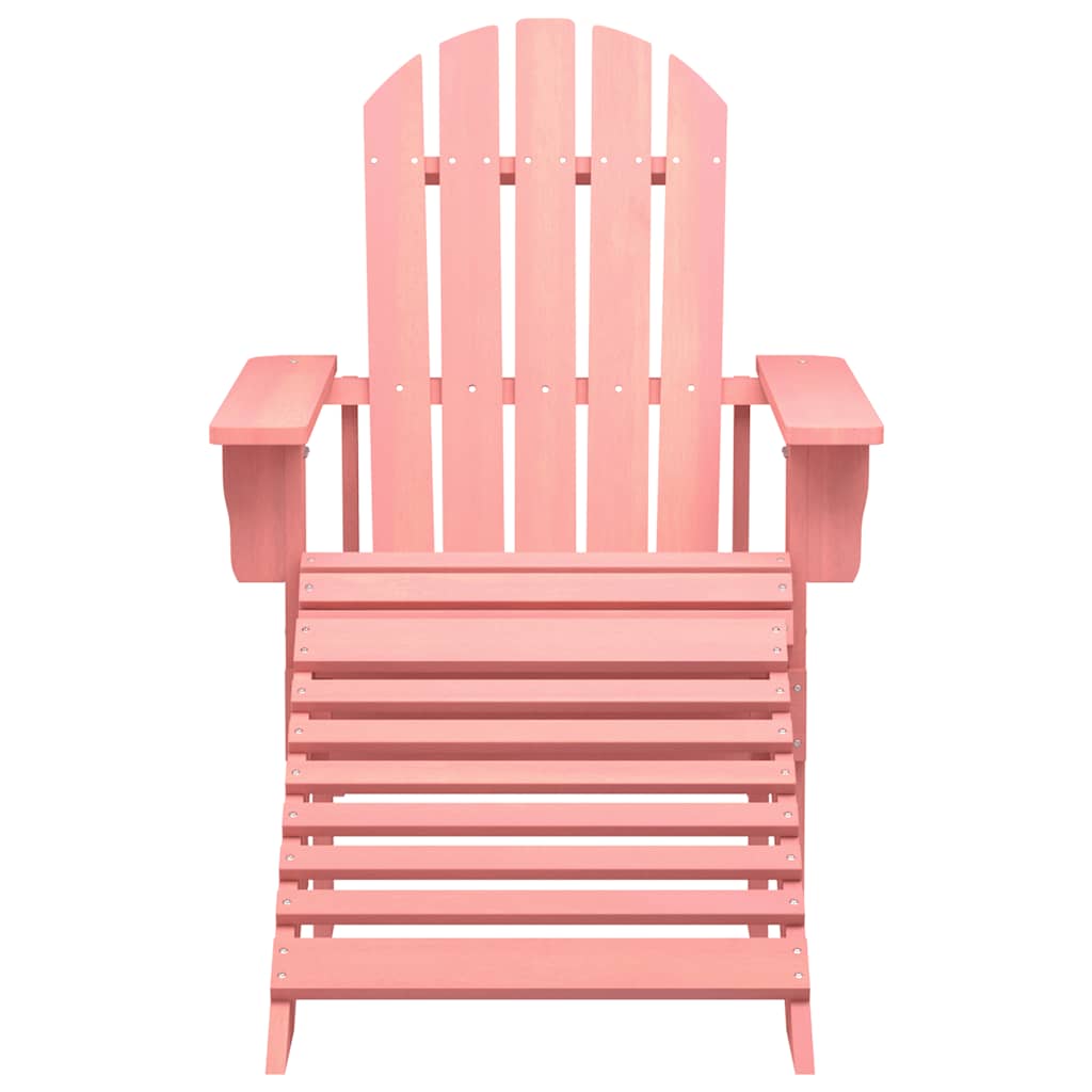 Patio Adirondack Chair with Ottoman Solid Fir Wood Pink