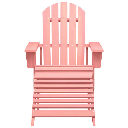 Patio Adirondack Chair with Ottoman Solid Fir Wood Pink