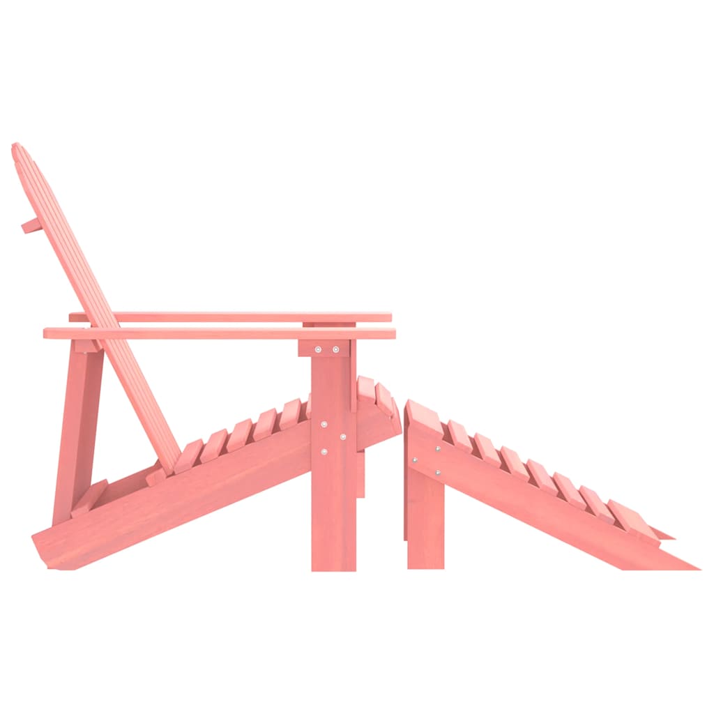 Patio Adirondack Chair with Ottoman Solid Fir Wood Pink