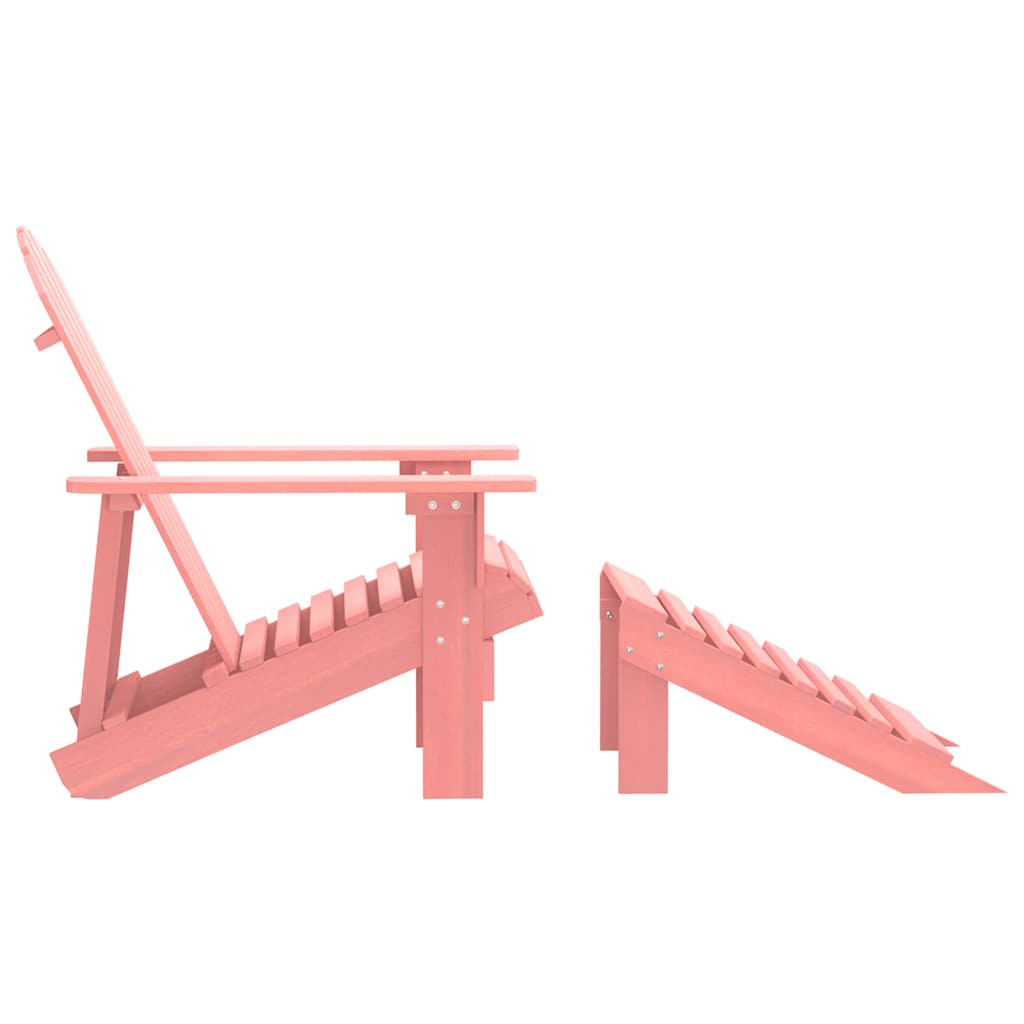 Patio Adirondack Chair with Ottoman Solid Fir Wood Pink
