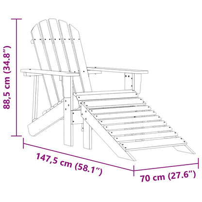 Patio Adirondack Chair with Ottoman Solid Fir Wood Pink