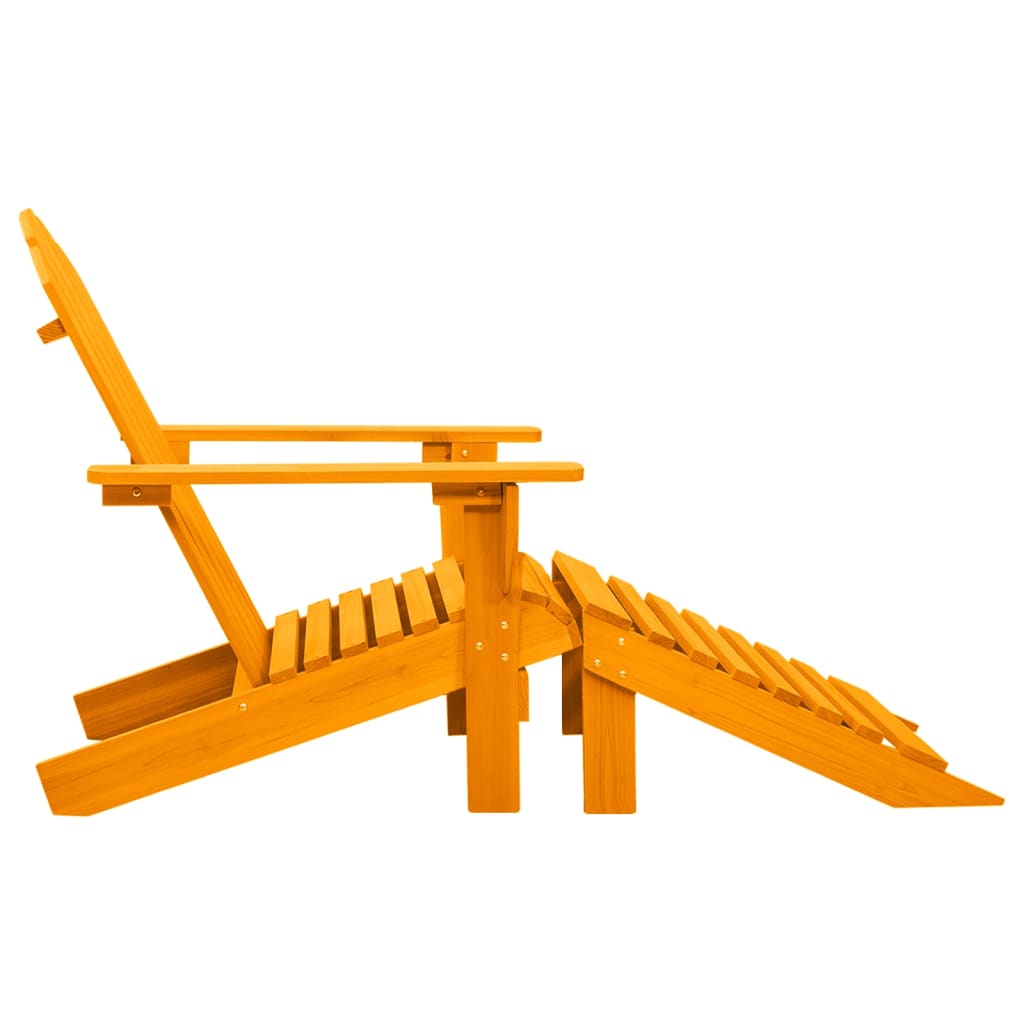 Garden Adirondack Chair with Ottoman Solid Fir Wood Orange