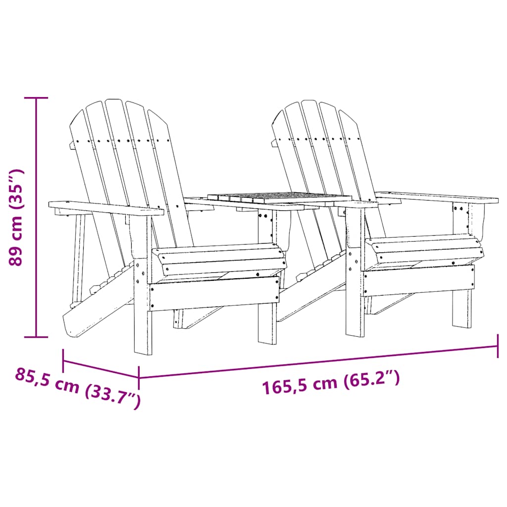 Patio Adirondack Chairs with Tea Table Solid Fir Wood