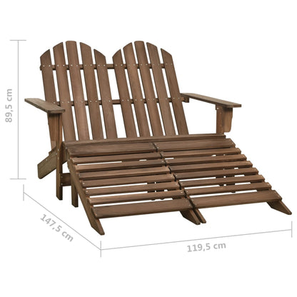 Garden Chair | Brown | Solid Fir Wood | 2-seater | Detachable