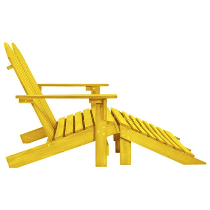 2-Seater Patio Adirondack Chair&Ottoman Fir Wood Yellow
