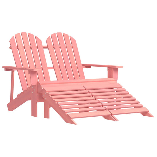 2-Seater Garden Adirondack Chair&Ottoman Fir Wood Pink