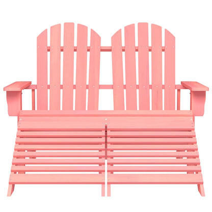 2-Seater Garden Adirondack Chair&Ottoman Fir Wood Pink