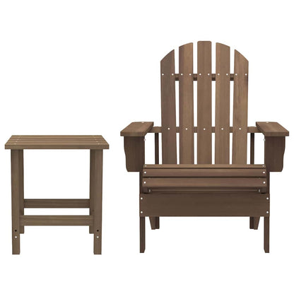 Patio Adirondack Chair with Table Solid Fir Wood Brown