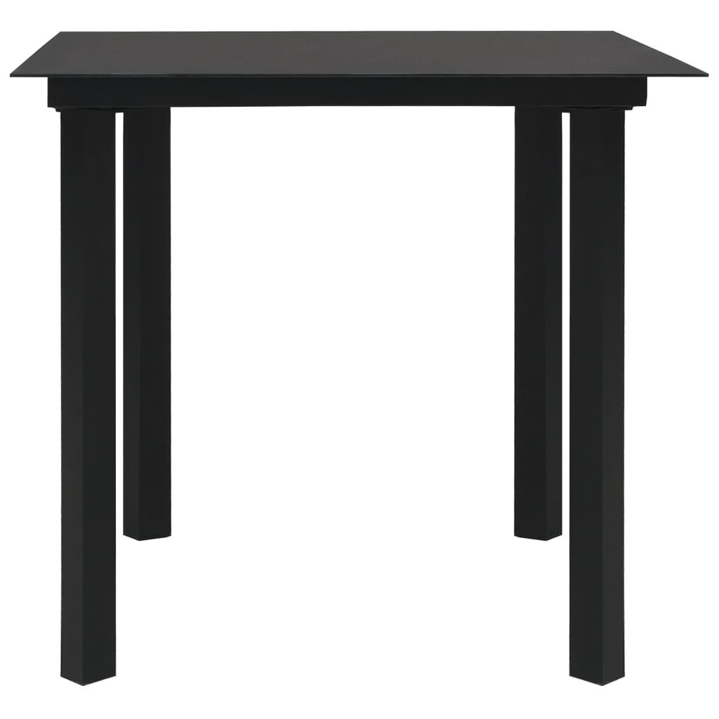 Garden Dining Set | Black | Powder-coated steel, glass, cotton rope
