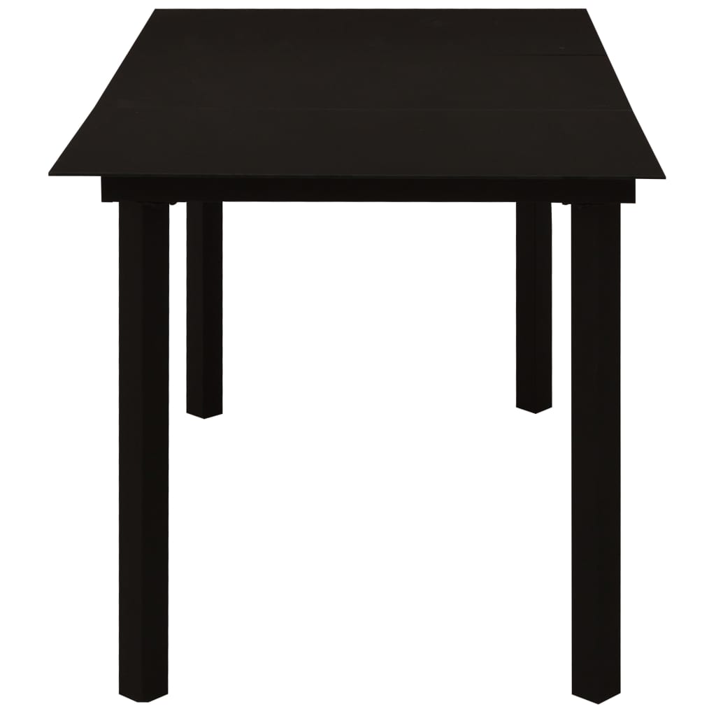 Garden Dining Set | Black | Powder-coated steel, glass, cotton rope