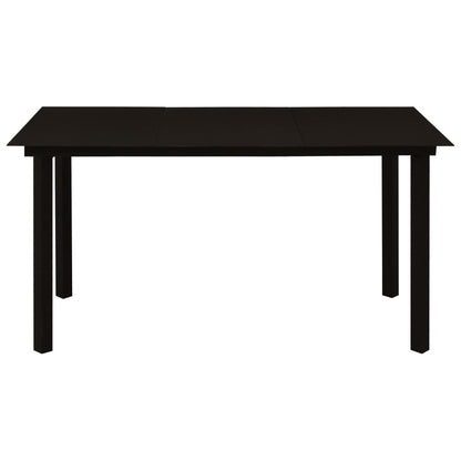 Garden Dining Set | Black | Powder-coated steel, glass, cotton rope