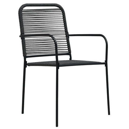 Garden Dining Set | Black | Powder-coated steel, glass, cotton rope