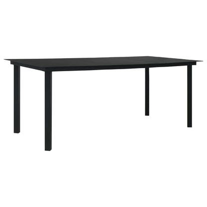 Garden Dining Set | Black | Powder-coated steel, glass, cotton rope
