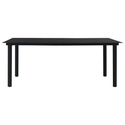 Garden Dining Set | Black | Powder-coated steel, glass, cotton rope