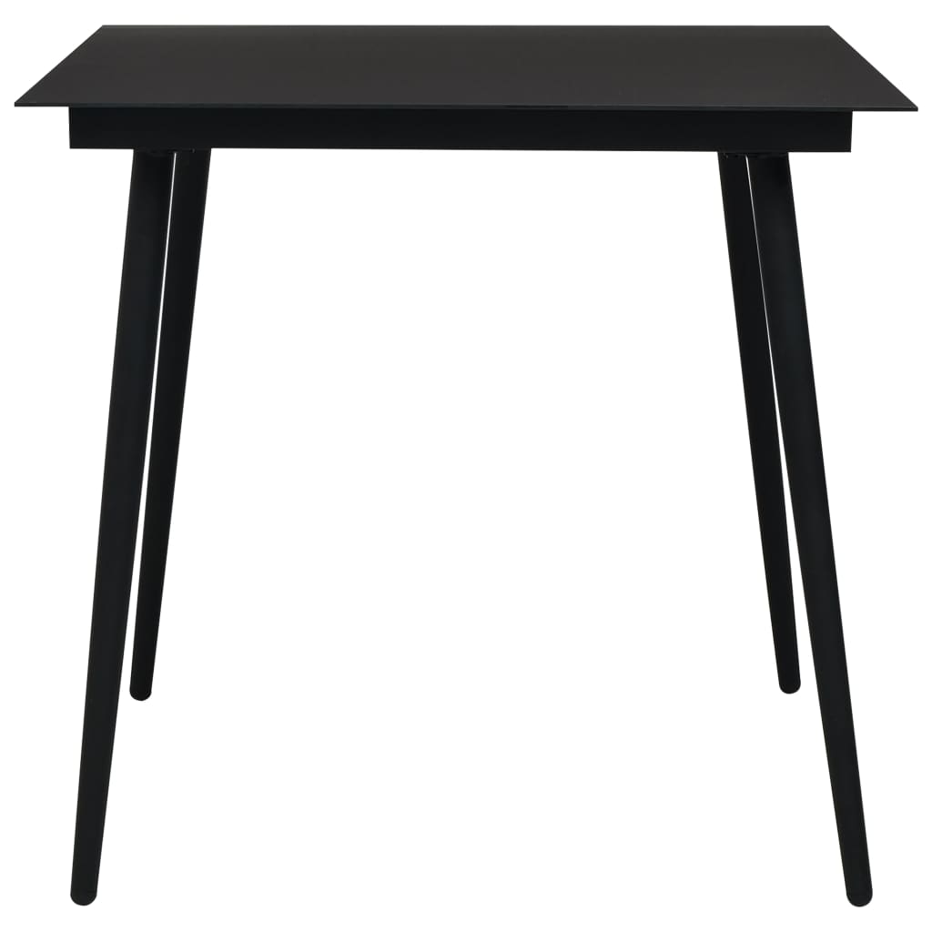 Dining Set | Black | PVC rattan, powder-coated steel, glass | 3-piece set