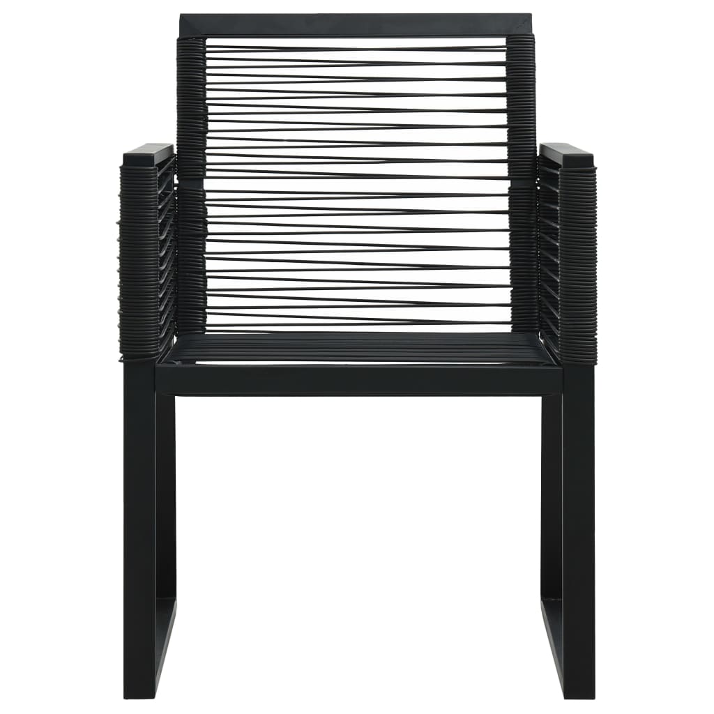 Dining Set | Black | PVC rattan, powder-coated steel, glass | 3-piece set