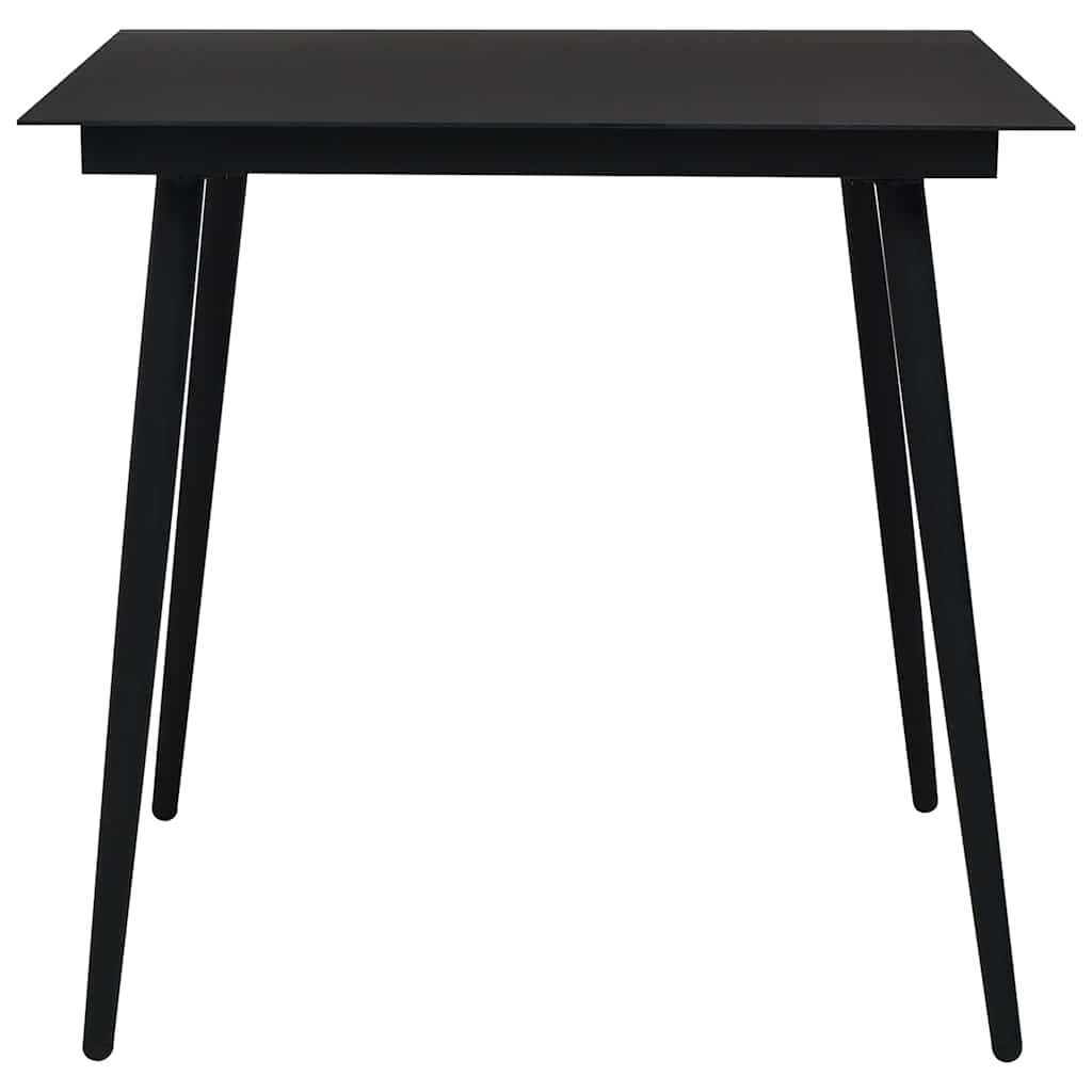 Dining Set | Black | PVC rattan, powder-coated steel, glass | Compact