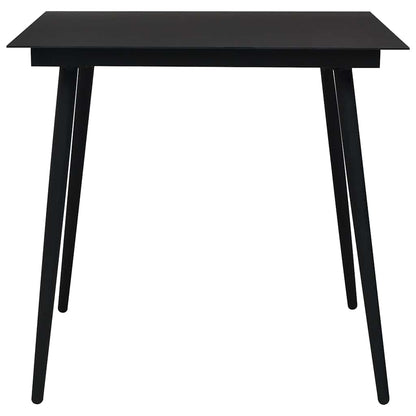 Dining Set | Black | PVC rattan, powder-coated steel, glass | Compact