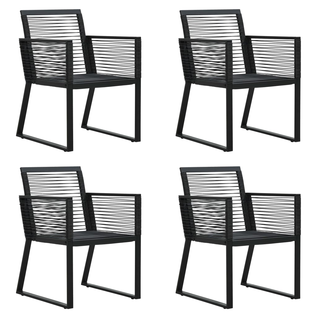 Dining Set | Black | PVC rattan, powder-coated steel, glass | Compact