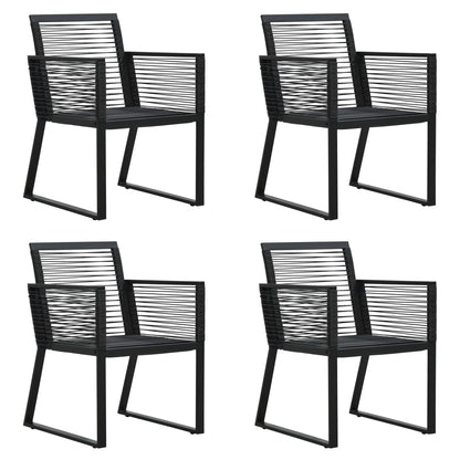 Dining Set | Black | PVC rattan, powder-coated steel, glass | Compact