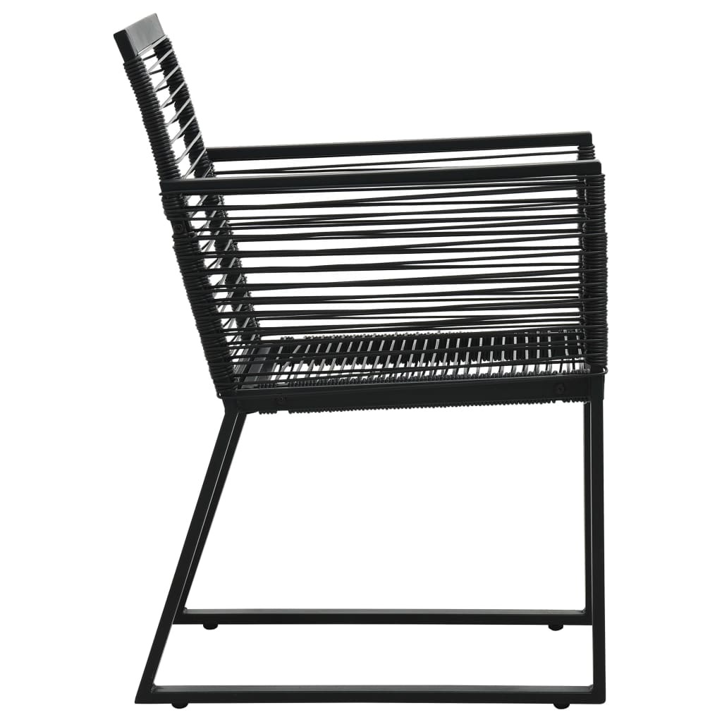 Dining Set | Black | PVC rattan, powder-coated steel, glass | Compact
