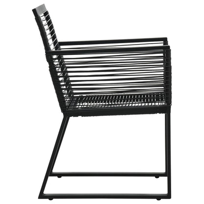 Dining Set | Black | PVC rattan, powder-coated steel, glass | Compact