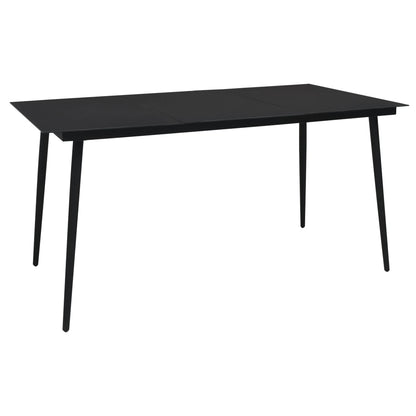 Dining Set | Black | PVC rattan, powder-coated steel, glass
