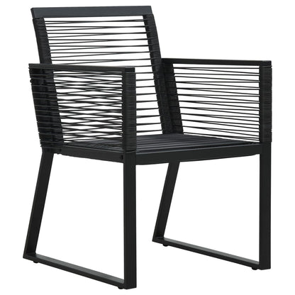 Dining Set | Black | PVC rattan, powder-coated steel, glass