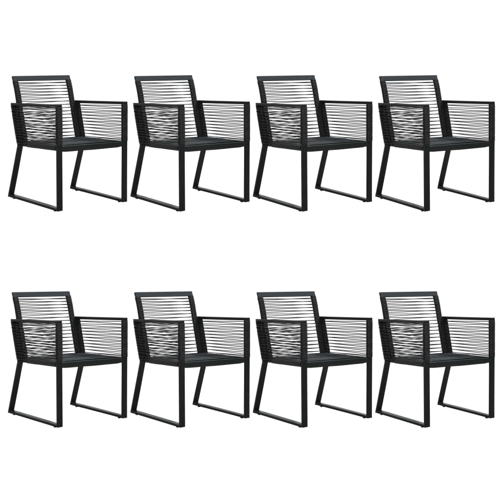 Dining Set | Black | PVC rattan, powder-coated steel, glass | 9 Piece Set