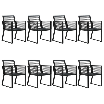 Dining Set | Black | PVC rattan, powder-coated steel, glass | 9 Piece Set