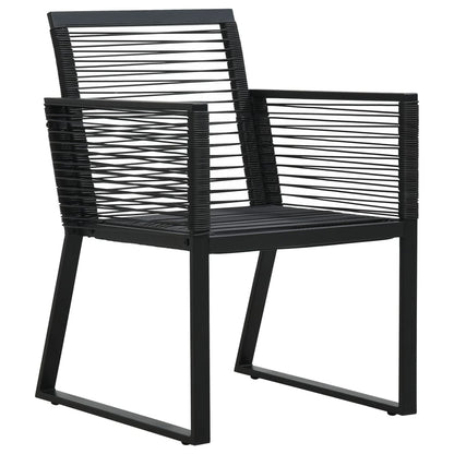 Dining Set | Black | PVC rattan, powder-coated steel, glass | 9 Piece Set