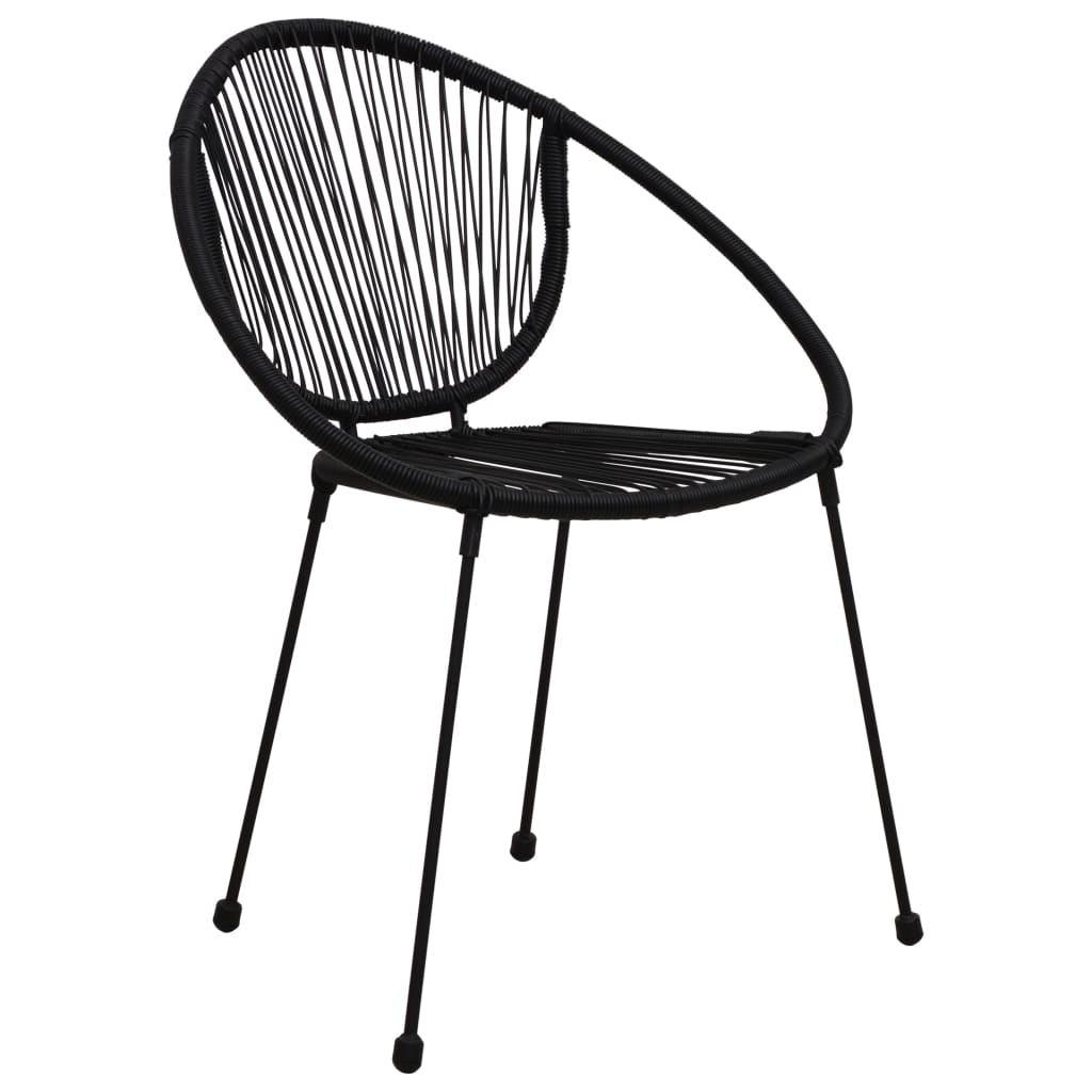 Dining Set | Black | PVC rattan, powder-coated steel, glass | 3-piece
