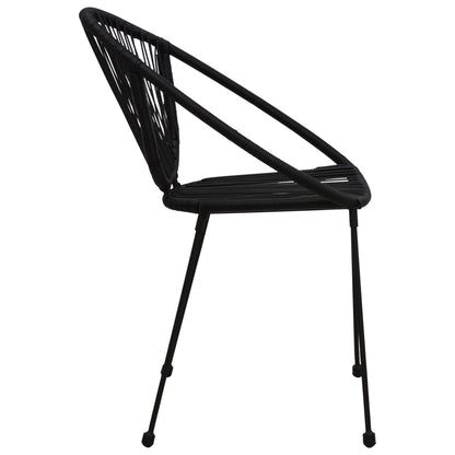 Dining Set | Black | PVC rattan, powder-coated steel, glass | 3-piece
