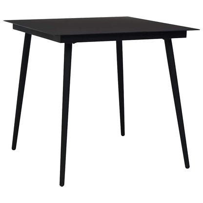 Dining Set | Oak and Black | Poly Rattan, Powder-Coated Steel, Glass