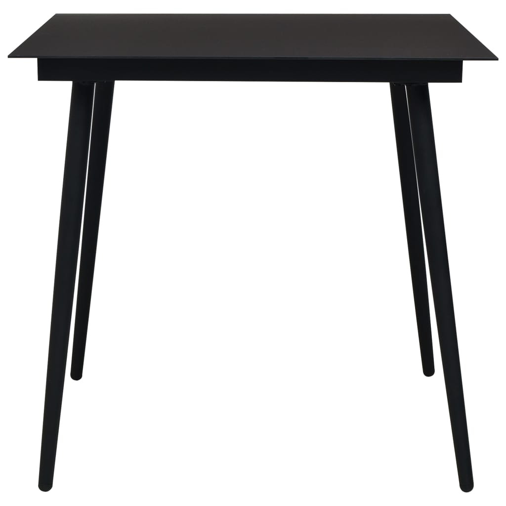 Dining Set | Oak and Black | Poly rattan, powder-coated steel, glass